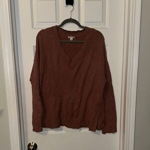 Cozy V-Neck Sweater in Rust